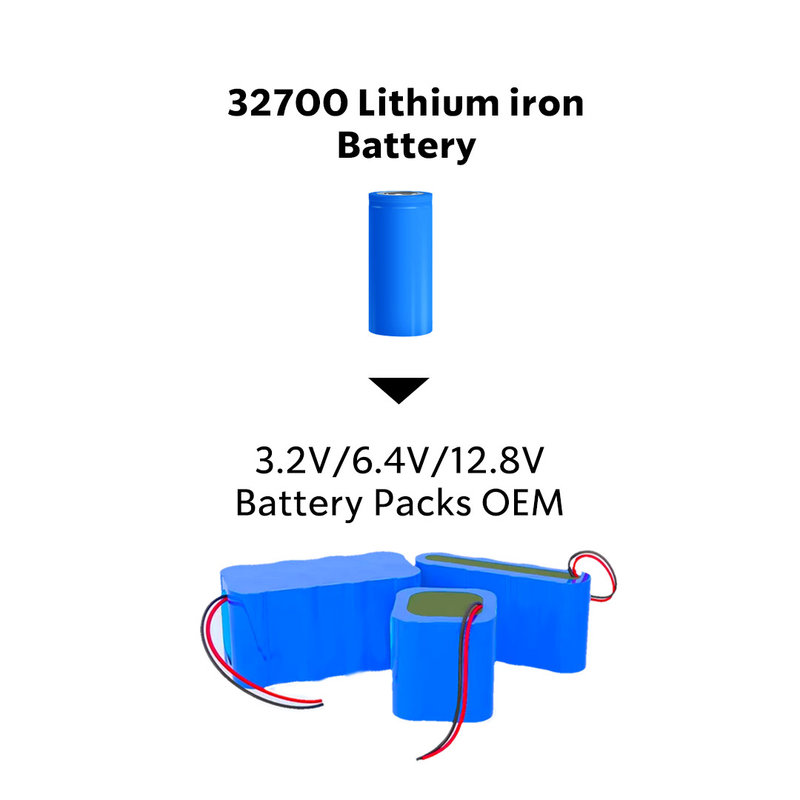 32700 Cells OEM Rechargeable Battery 3.2v 6.4v 12.8v LiFePO4 Battery Pack